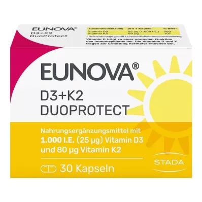 EUNOVA DuoProtect D3+K2 1000 I.U./80 μg kapsule, 30 kosov