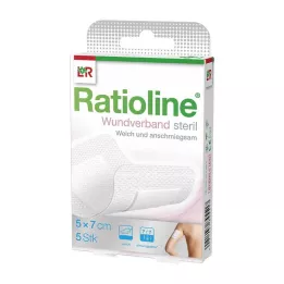 RATIOLINE Obloga za rane 7x5 cm, sterilna, 5 kosov