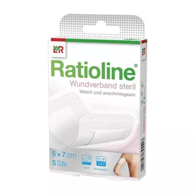 RATIOLINE Obloga za rane 7x5 cm, sterilna, 5 kosov