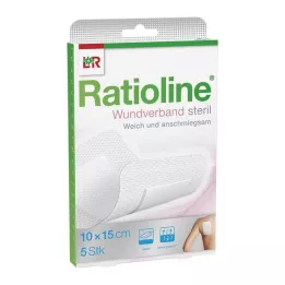 RATIOLINE Obloga za rane 15x10 cm, sterilna, 5 kosov