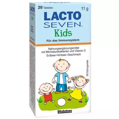 LACTO SEVEN Otroške tablete z okusom jagode in maline, 20 kosov
