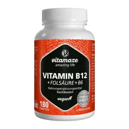 VITAMIN B12 1000 µg visok odmerek + B9+B6 veganske tablete, 180 kosov