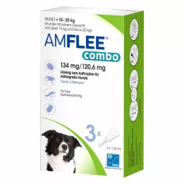 AMFLEE combo 134/120,6mg Lsg.z.Auf.f.Hunde 10-20kg, 3 kosi