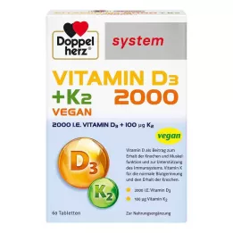 DOPPELHERZ Vitamin D3 2000+K2 sistemske tablete, 60 kapsul