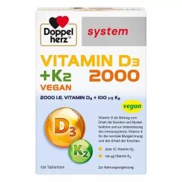 DOPPELHERZ Vitamin D3 2000+K2 sistemske tablete, 120 kapsul