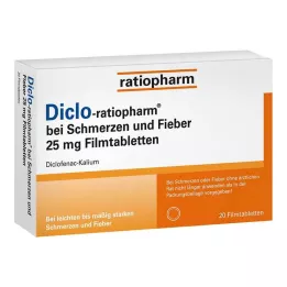 DICLO-RATIOPHARM za bolečino in vročino 25 mg FTA, 20 kosov
