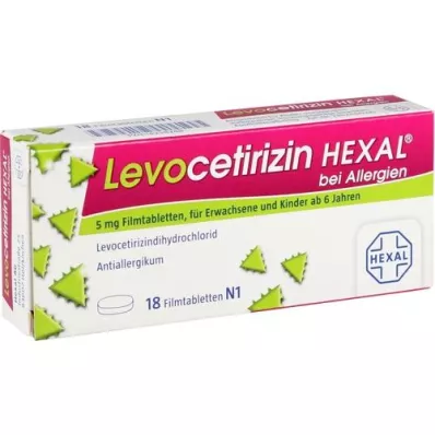 LEVOCETIRIZIN HEXAL za alergije 5 mg filmsko obložene tablete, 18 kosov