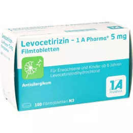 LEVOCETIRIZIN-1A Pharma 5 mg filmsko obložene tablete, 100 kosov