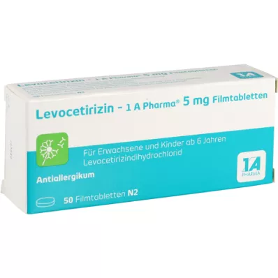 LEVOCETIRIZIN-1A Pharma 5 mg filmsko obložene tablete, 50 kosov