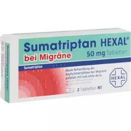 SUMATRIPTAN HEXAL za migreno 50 mg tablete, 2 kosa