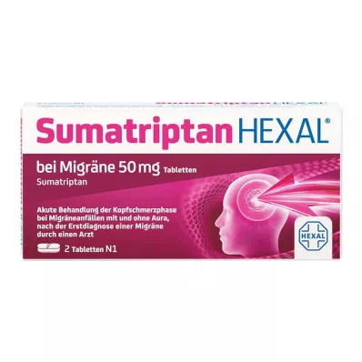 Sumatriptan Hexal za migrene 50 mg tablete, 2 kos