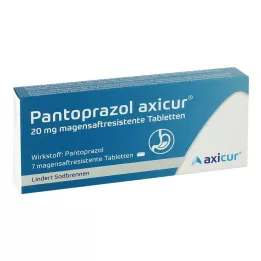 PANTOPRAZOL axicur 20 mg enterijsko obložene tablete, 7 kosov
