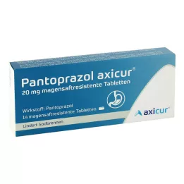 PANTOPRAZOL axicur 20 mg enterijsko obložene tablete, 14 kosov