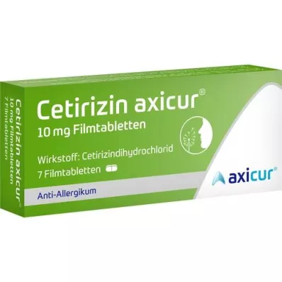 CETIRIZIN axicur 10 mg filmsko obložene tablete, 7 kosov