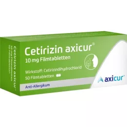CETIRIZIN axicur 10 mg filmsko obložene tablete, 50 kosov