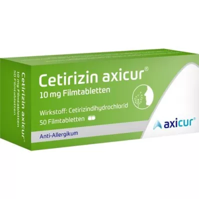 CETIRIZIN axicur 10 mg filmsko obložene tablete, 50 kosov