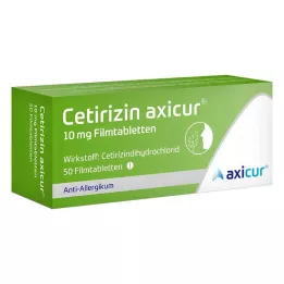 CETIRIZIN axicur 10 mg filmsko obložene tablete, 50 kosov