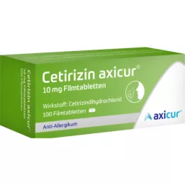 CETIRIZIN axicur 10 mg filmsko obložene tablete, 100 kosov