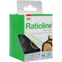 RATIOLINE Športni trak 5 cmx5 m črn, 1 kos