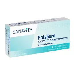 FOLSÄURE SANAVITA 5 mg tablete, 20 kosov