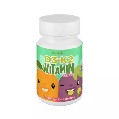VITAMIN D3+K2 žvečljive tablete za otroke, veganske, 120 kosov