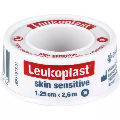 LEUKOPLAST Skin Sensitive 1,25 cmx2,6 m z zaščitnim obročem, 1 kos