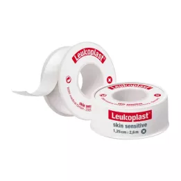 LEUKOPLAST Skin Sensitive 1,25 cmx2,6 m z zaščitnim obročem, 1 kos