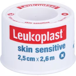LEUKOPLAST Skin Sensitive 2,5 cmx2,6 m z zaščitnim obročem, 1 kos