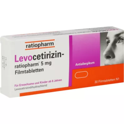 LEVOCETIRIZIN-ratiopharm 5 mg filmsko obložene tablete, 20 kosov