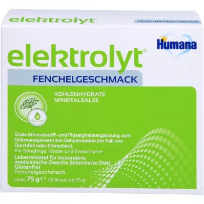 HUMANA Elektrolit koromač v prahu, zložljiva škatla, 75 g