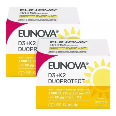 Eunova Duoprotect D3 + K2 1000 IE / 80 µg kapsule, 2x90 kos Eunova Duoprotect D3 + K2 1000 IE / 80 µg kapsule, 2x90 kos