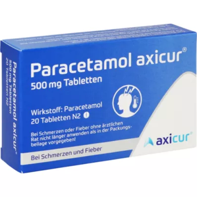 PARACETAMOL axicur 500 mg tablete, 20 kosov