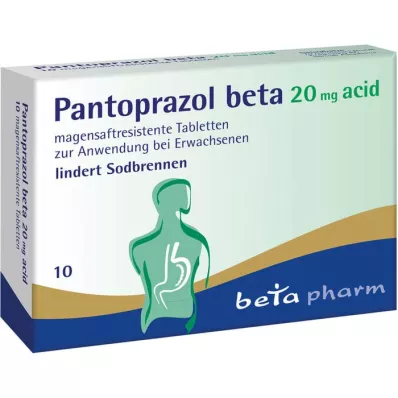 PANTOPRAZOL beta 20 mg kisline enterične obložene tablete, 10 kosov