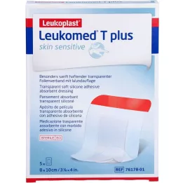 LEUKOMED T plus skin sensitive sterilen 8x10 cm, 5 kosov