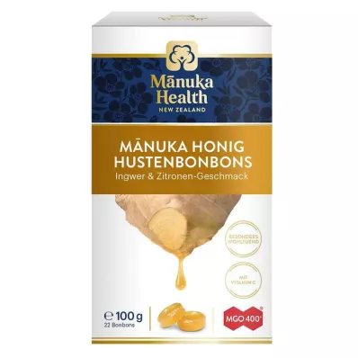 MANUKA HEALTH MGO 400+ Lollipops z ingverjem in limono, 100 g