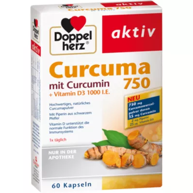 DOPPELHERZ Curcuma 750 kapsul, 60 kapsul