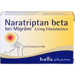 NARATRIPTAN beta za migreno 2,5 mg filmsko obložene tablete, 2 kosa