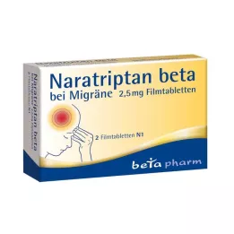 NARATRIPTAN beta za migreno 2,5 mg filmsko obložene tablete, 2 kosa