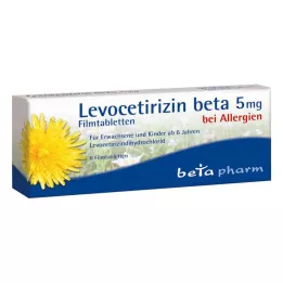 LEVOCETIRIZIN beta 5 mg filmsko obložene tablete, 6 kosov