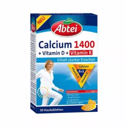 ABTEI Kalcij 1400+vitamin D3+K žvečljive tablete, 30 kapsul