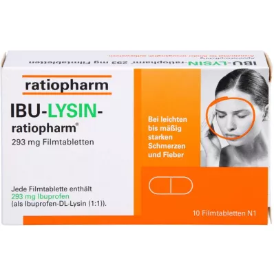 IBU-LYSIN-ratiopharm 293 mg filmsko obložene tablete, 10 kosov