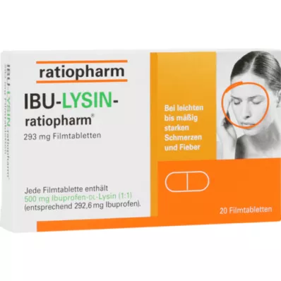 IBU-LYSIN-ratiopharm 293 mg filmsko obložene tablete, 20 kosov