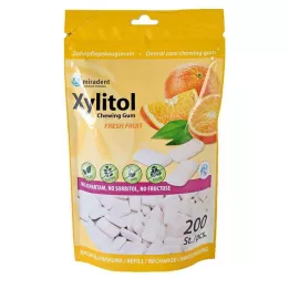 MIRADENT Žvečilni gumi Xylitol Fresh Fruit Refill, 200 St