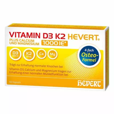 VITAMIN D3 K2 Hevert plus Ca Mg 1000 IE/2 kapsuli, 60 kosov