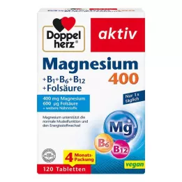 DOPPELHERZ Magnezij 400+B1+B6+B12+Folna kislina tablete, 120 kosov