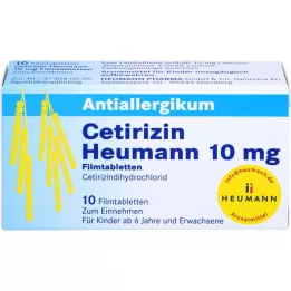 CETIRIZIN Heumann 10 mg filmsko obložene tablete, 10 kosov