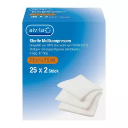 ALVITA Kompresi iz gaze sterilni 7,5x7,5 cm, 25X2 kosov
