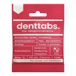 DENTTABS Otroška jagoda brez fluorida, 125 kosov