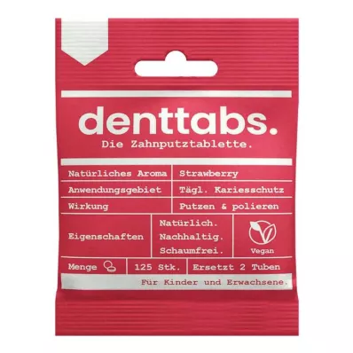 Denttabs Kids Jagoda brez fluorida, 125 kosov Denttabs Kids Jagoda brez fluorida, 125 kosov