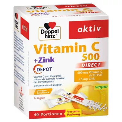 Doppelherz Vitamin C 500 + Zinc Depot Direct Pellets, 40 kos